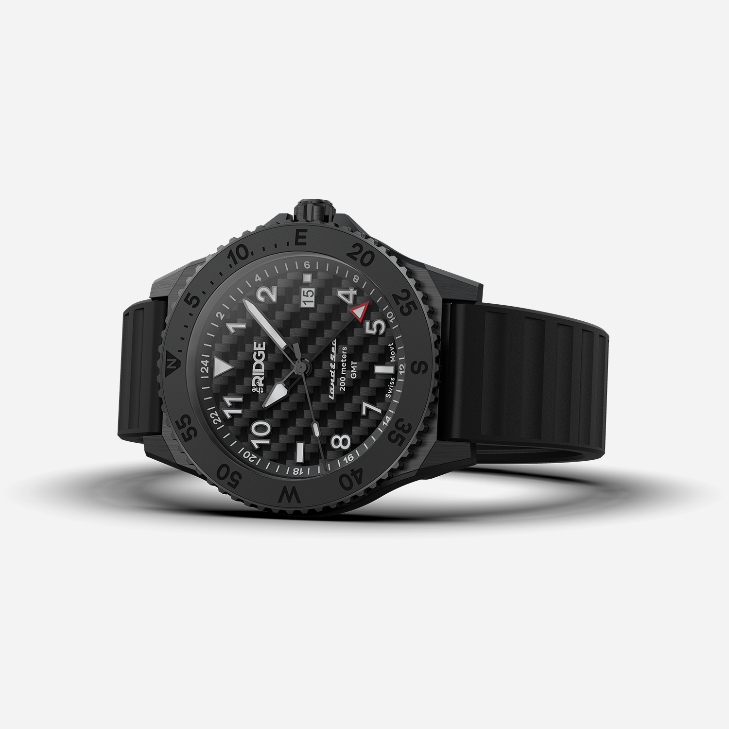 Ridge Land & Sea GMT Watch 42mm - Carbon Fiber 3k