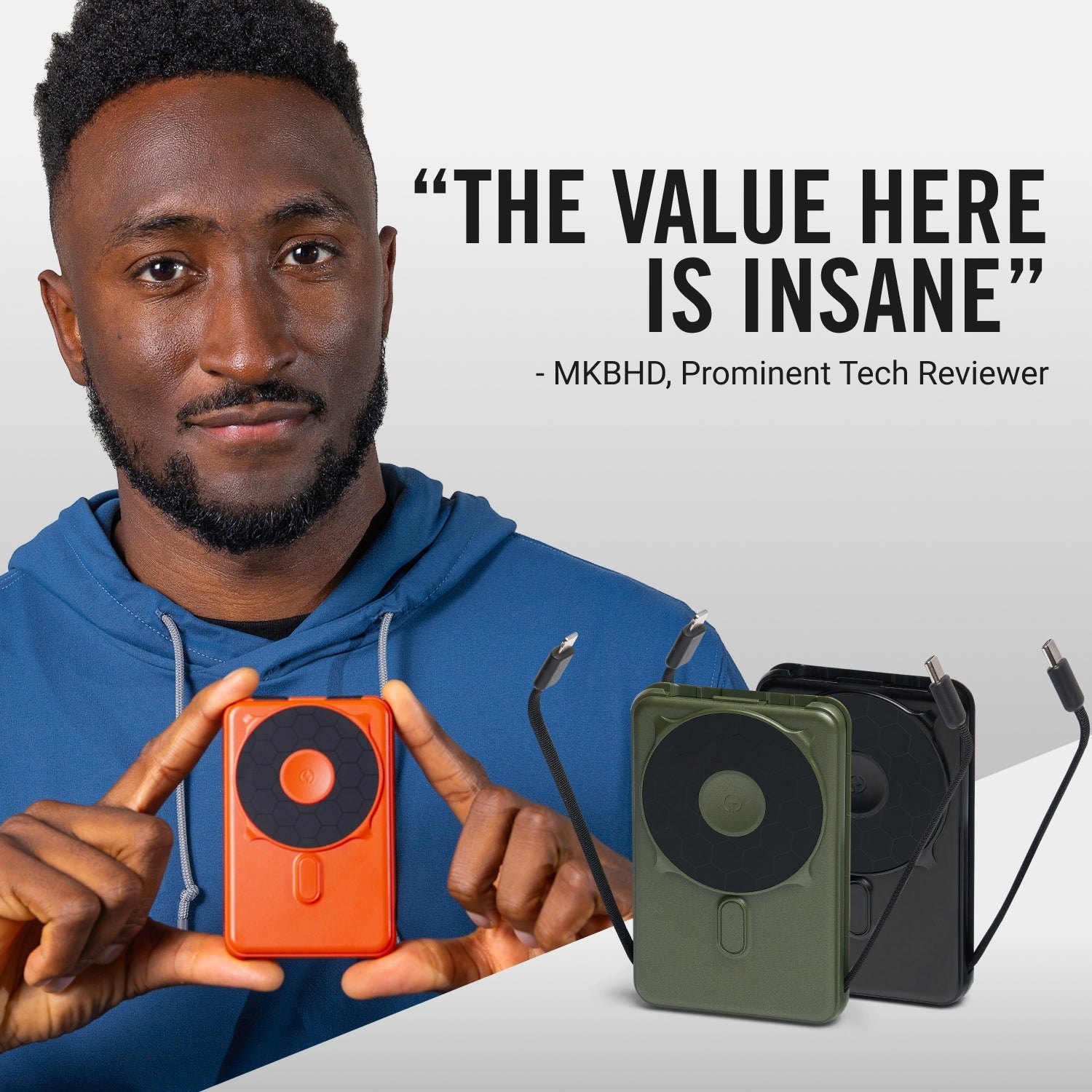 Ridge Power Bank - 10k mAh - Matte Black