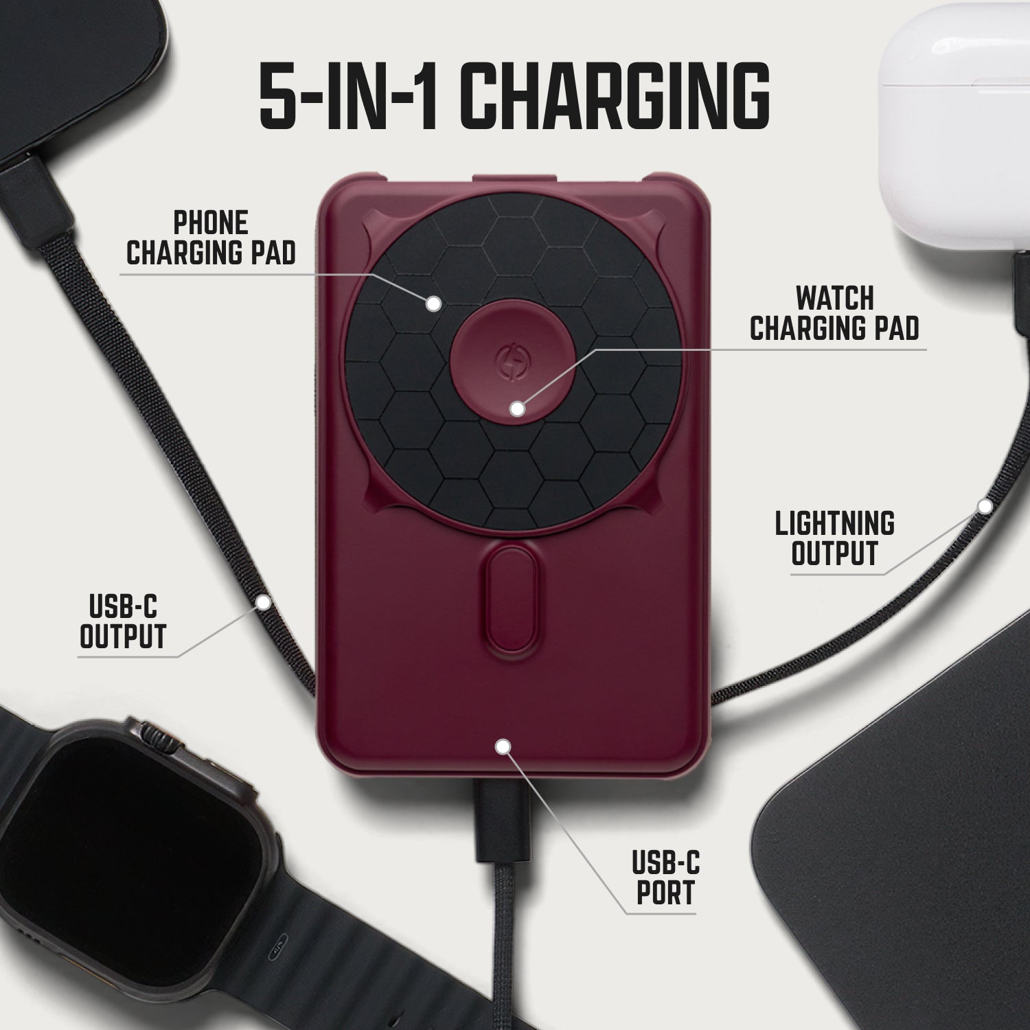 Ridge Power Bank - 10k mAh Bundle - Burgundy - 3-Pack