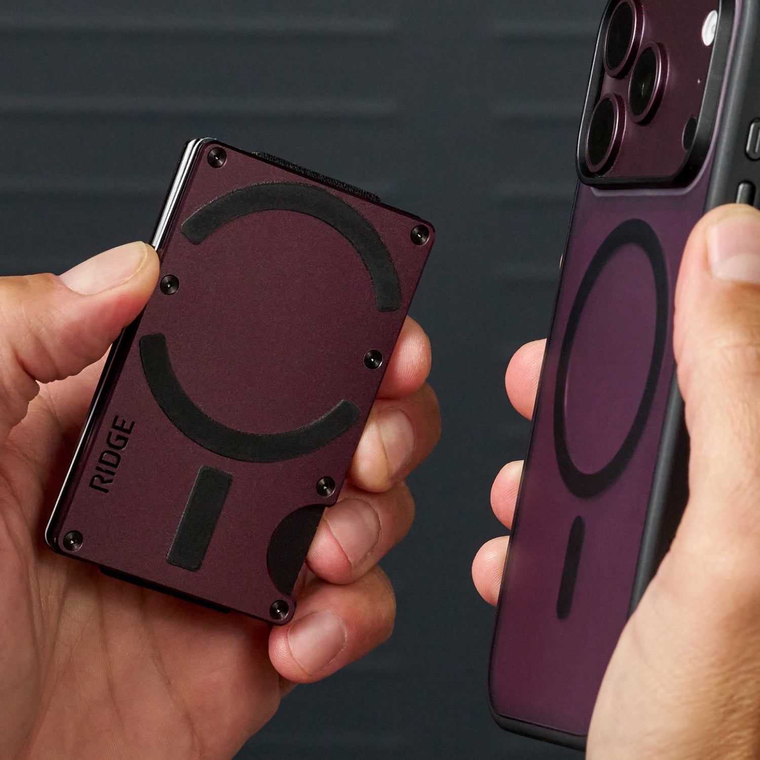 Ridge Wallet for MagSafe + KeyCase - Burgundy + Royal Black
